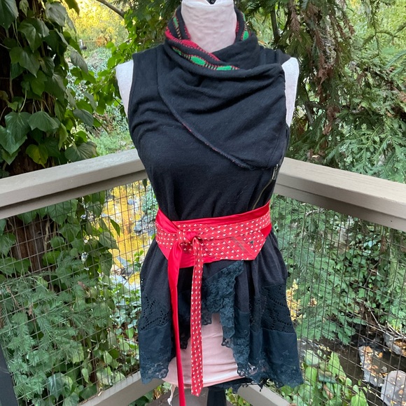 ☃️ Lanvie lightweight Christmas sweater vest cascade zipper front tunic length S - Picture 9 of 15